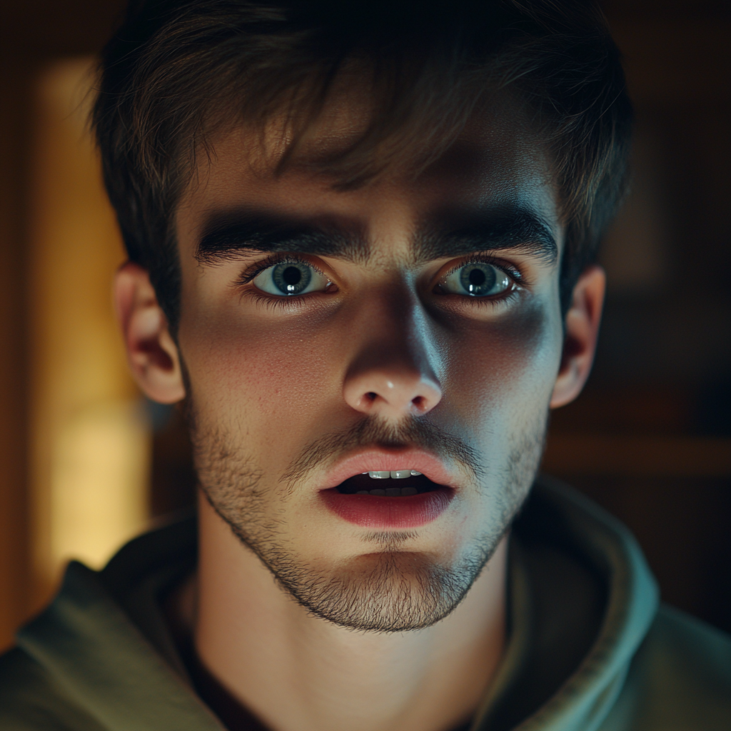 Un jeune homme effrayé | Source : Midjourney