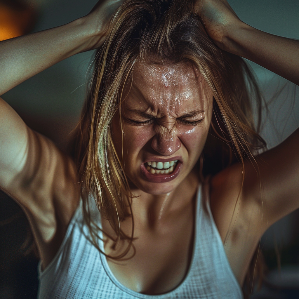 Une femme en colère qui se tire les cheveux | Source : Midjourney