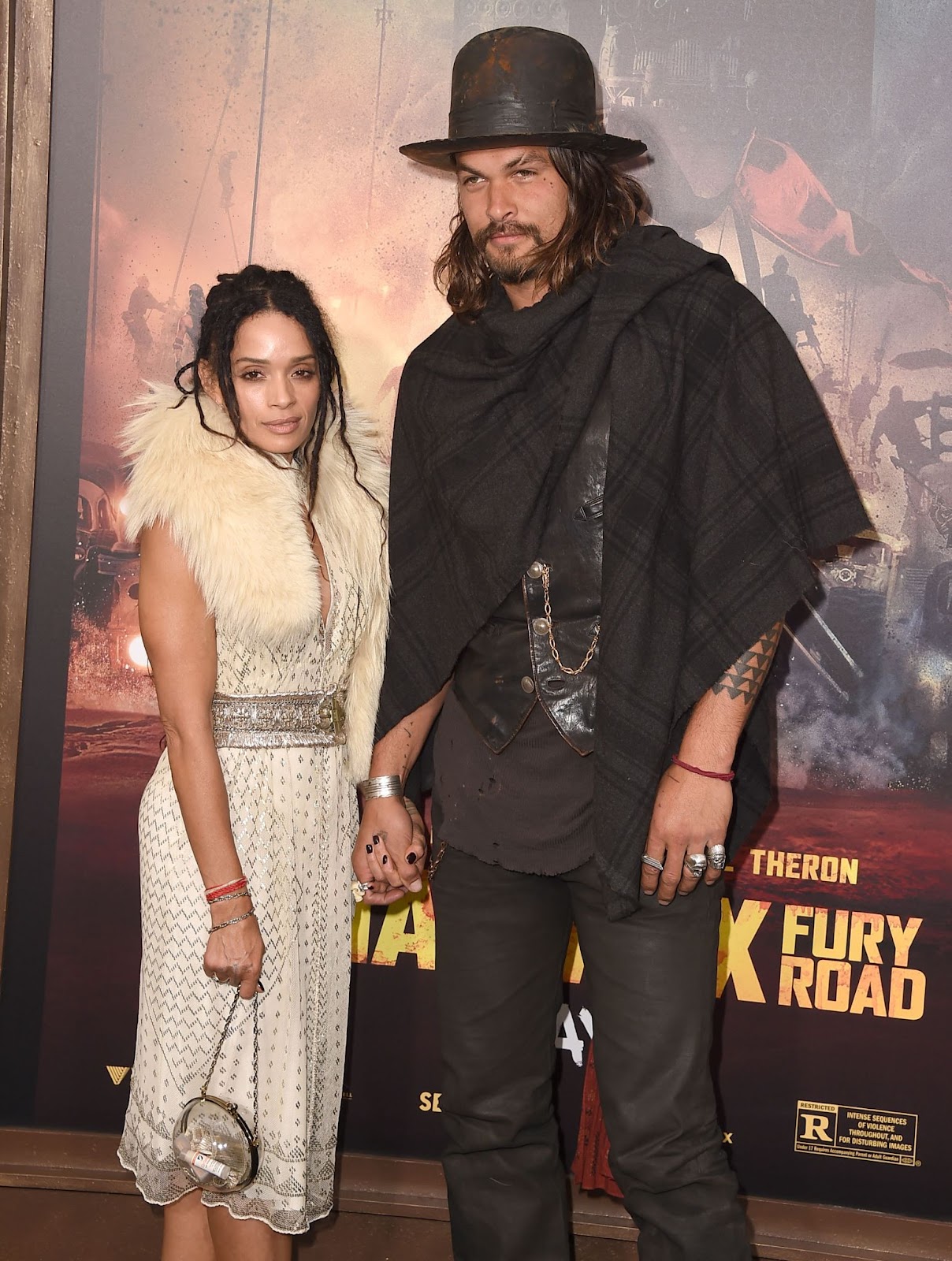 Lisa Bonet et Jason Momoa lors de la première de "Mad Max : Fury Road" à Hollywood le 7 mai 2015. Le couple, aimé des fans pour leur style unique et leur connexion, a partagé de nombreux moments mémorables sur le tapis rouge avant leur séparation inattendue en 2022. | Source : Getty Images