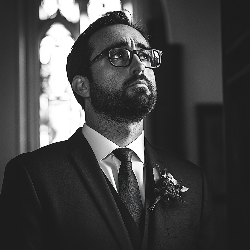Un célébrant de mariage inquiet | Source : Midjourney