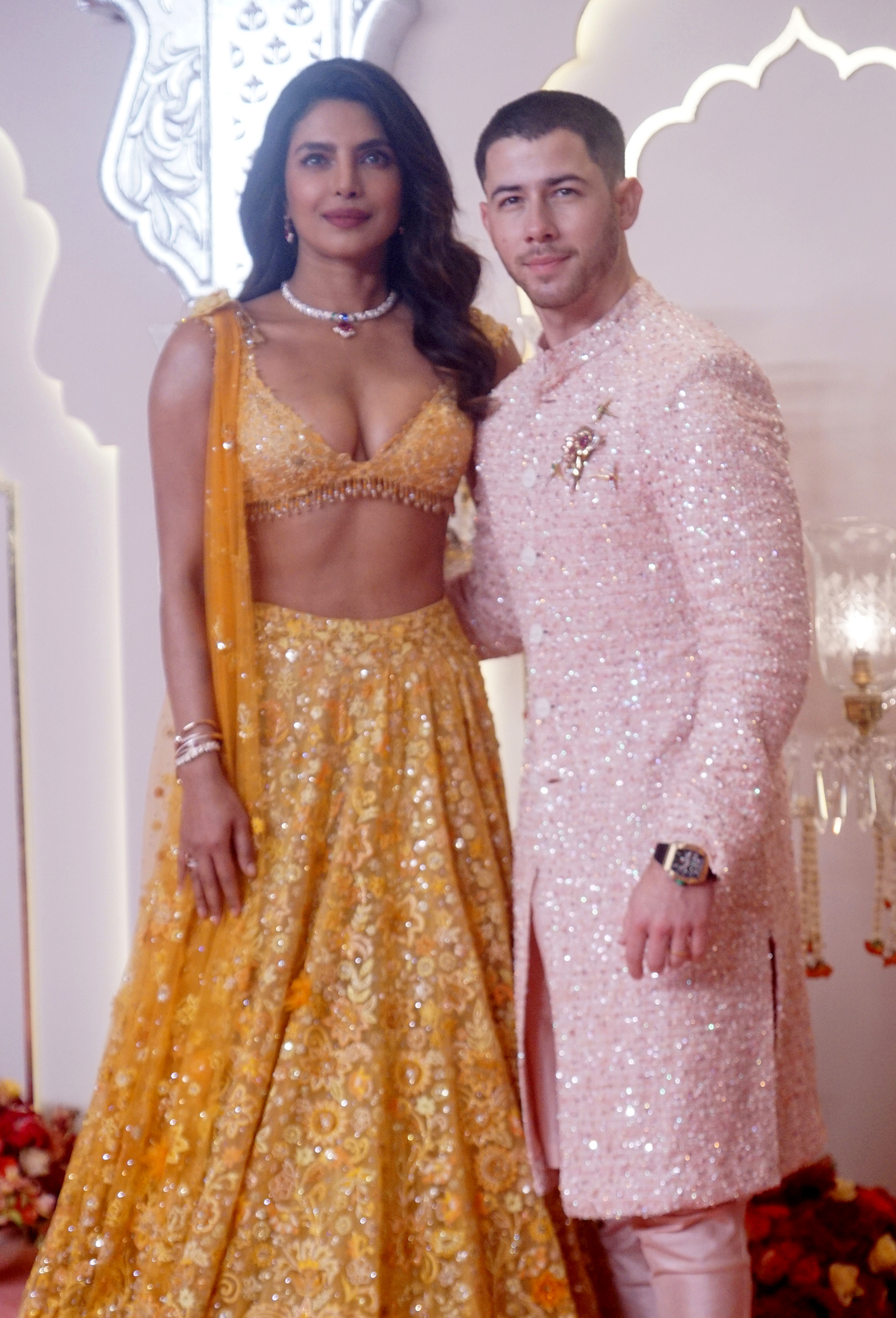 Priyanka Chopra et Nick Jonas au mariage d'Anant Ambani et de Radhika Merchant, le 12 juillet 2024, à Mumbai, en Inde. | Source : Getty Images