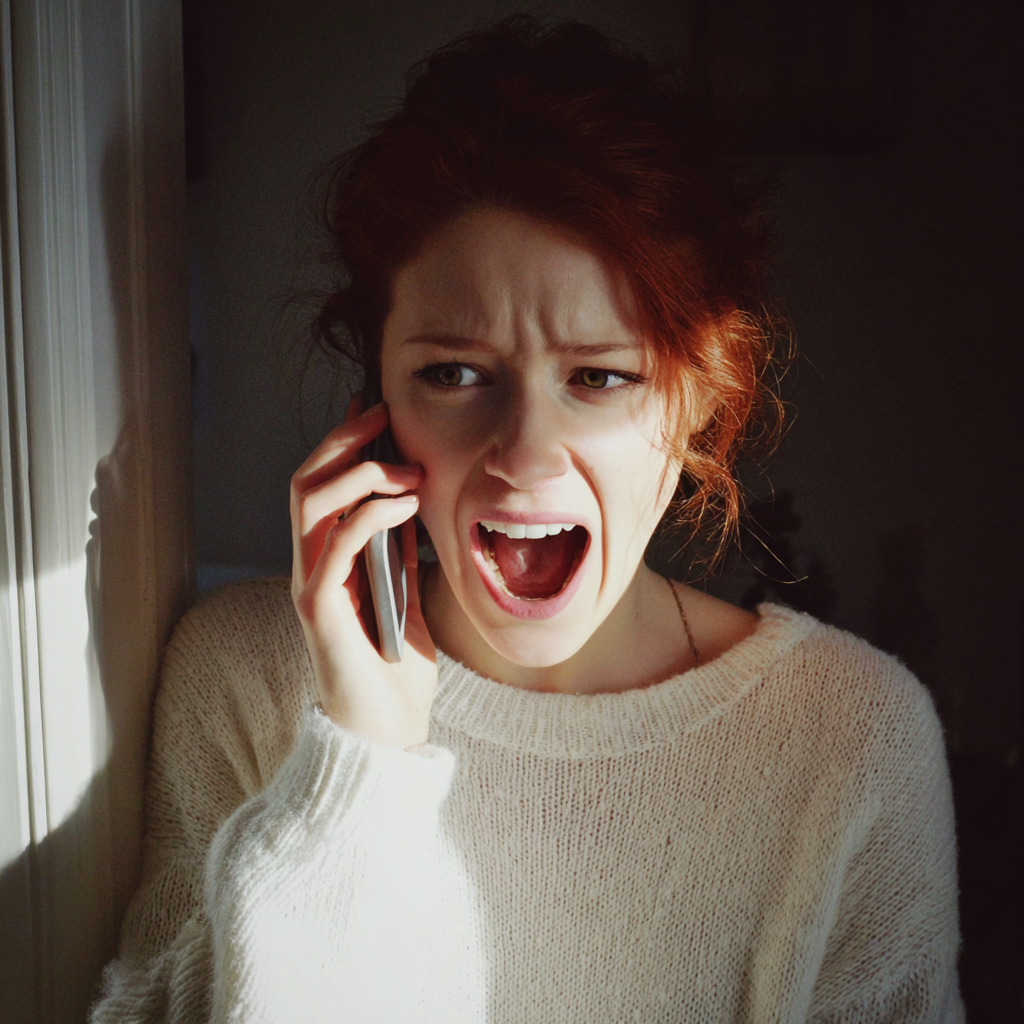 Une femme qui crie au téléphone | Source : Midjourney