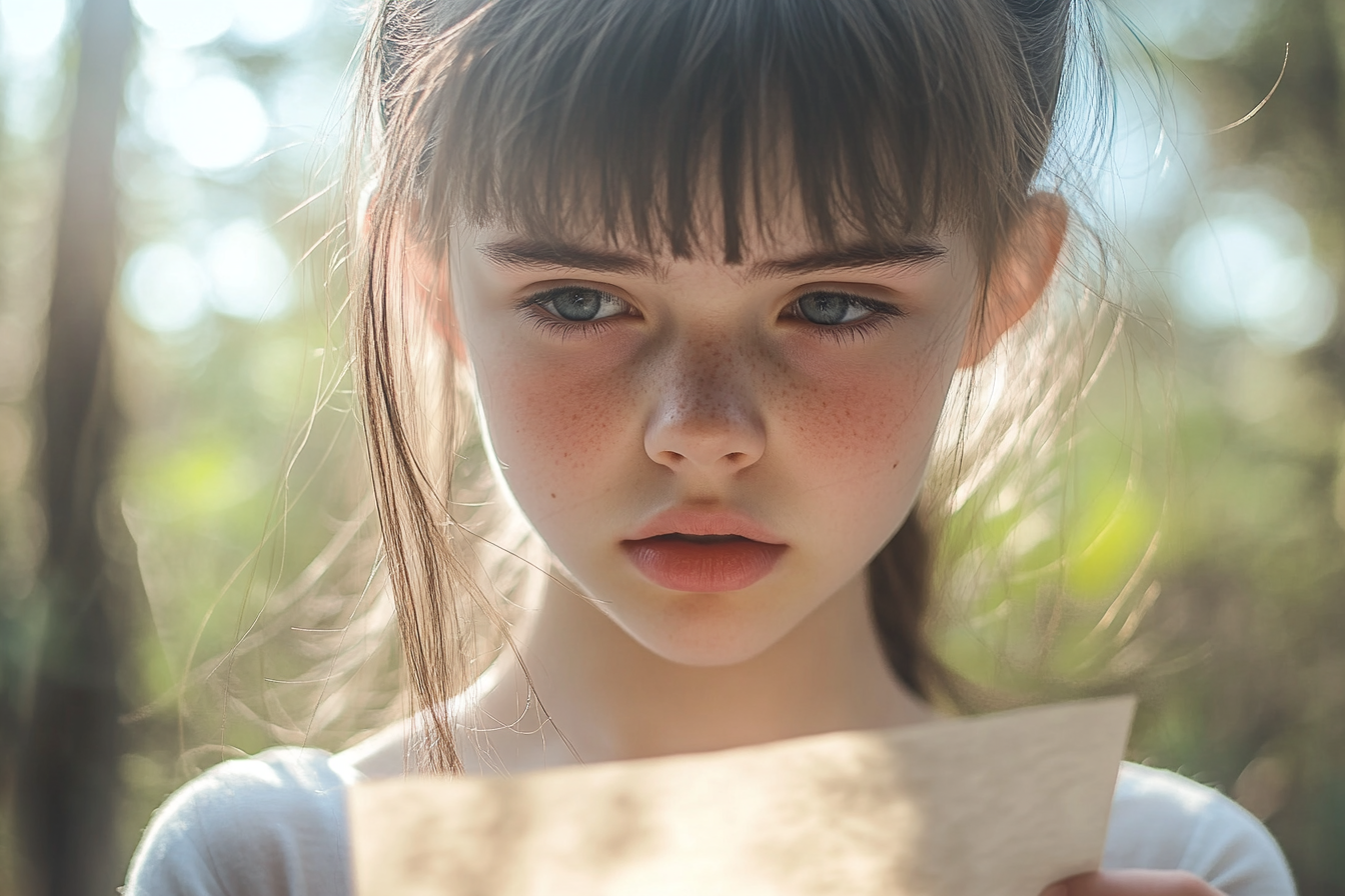 Une fille qui lit une note | Source : Midjourney