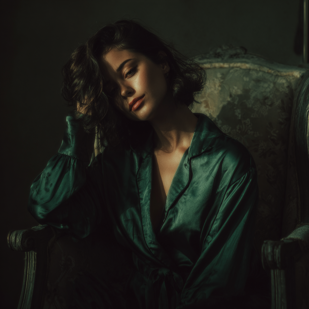 Une femme portant un pyjama vert | Source : Midjourney