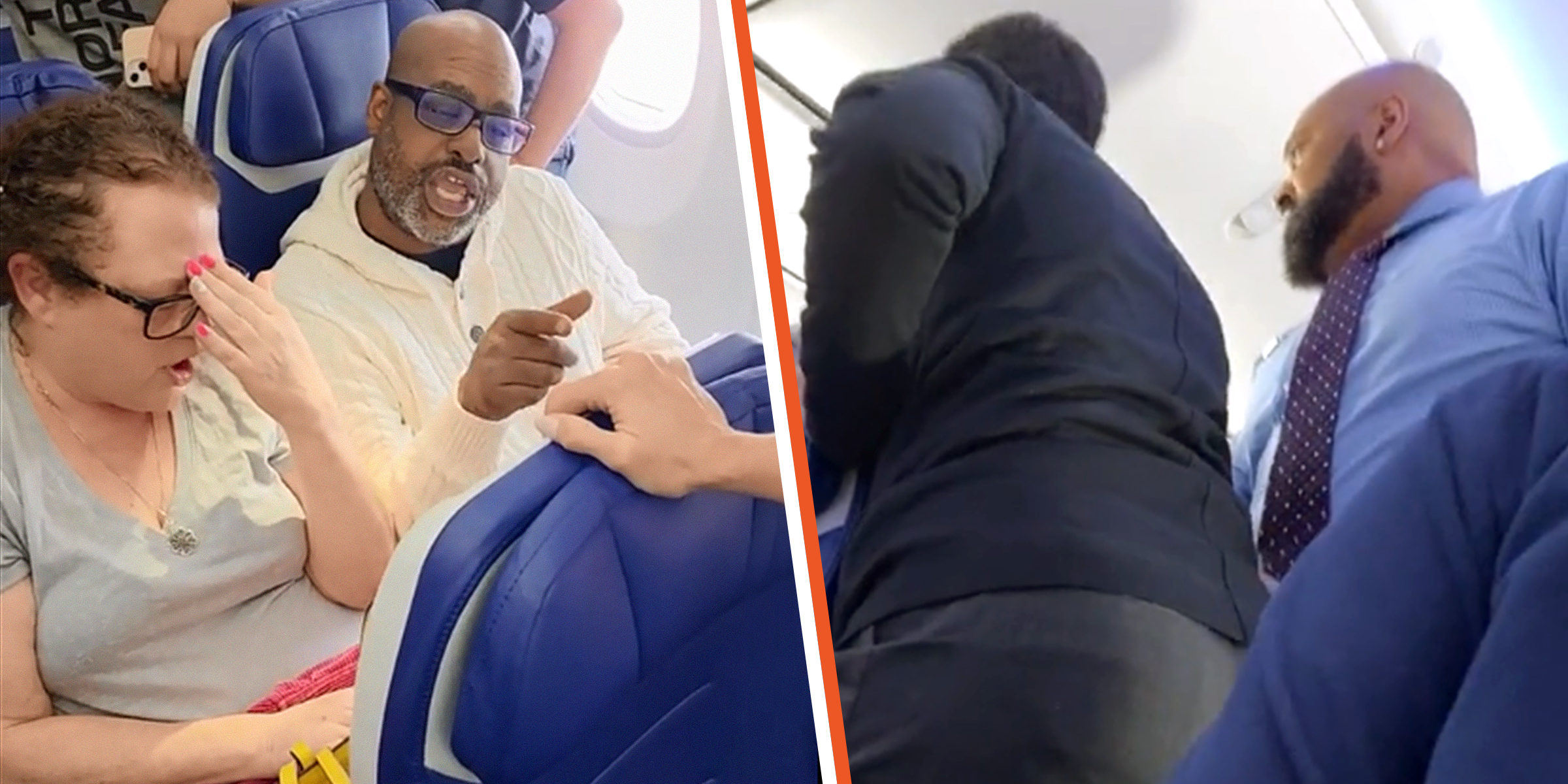 Un passager de Southwest Airlines à côté d'un homme en colère | Southwest Airlines Staff | Source : TikTok.com/mjgrabowski