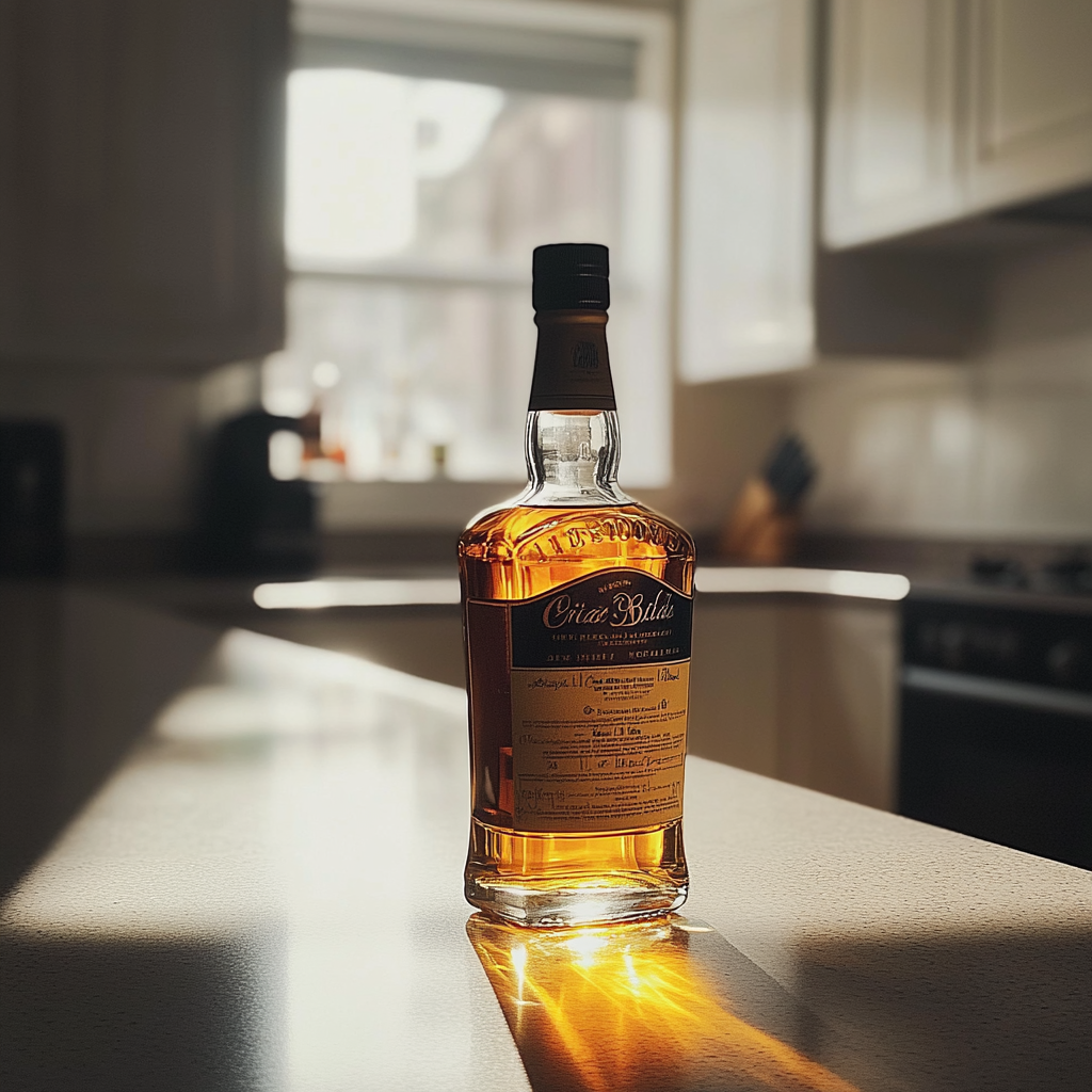 Une bouteille de whisky sur un comptoir | Source : Midjourney