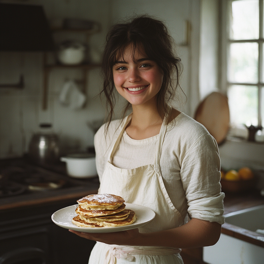 Une femme tenant une assiette | Source : Midjourney