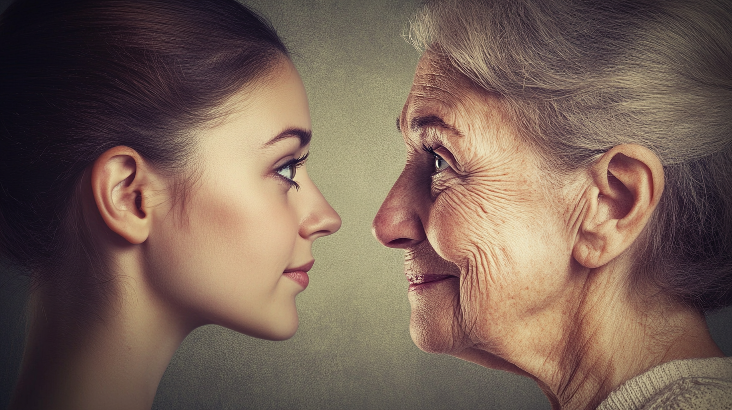 Une jeune femme en face à face avec une femme âgée. | Source : Midjourney