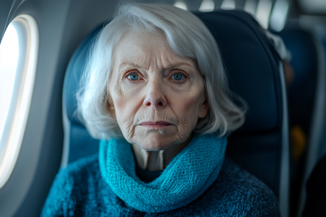 Une femme âgée qui regarde droit devant elle | Source : Midjourney