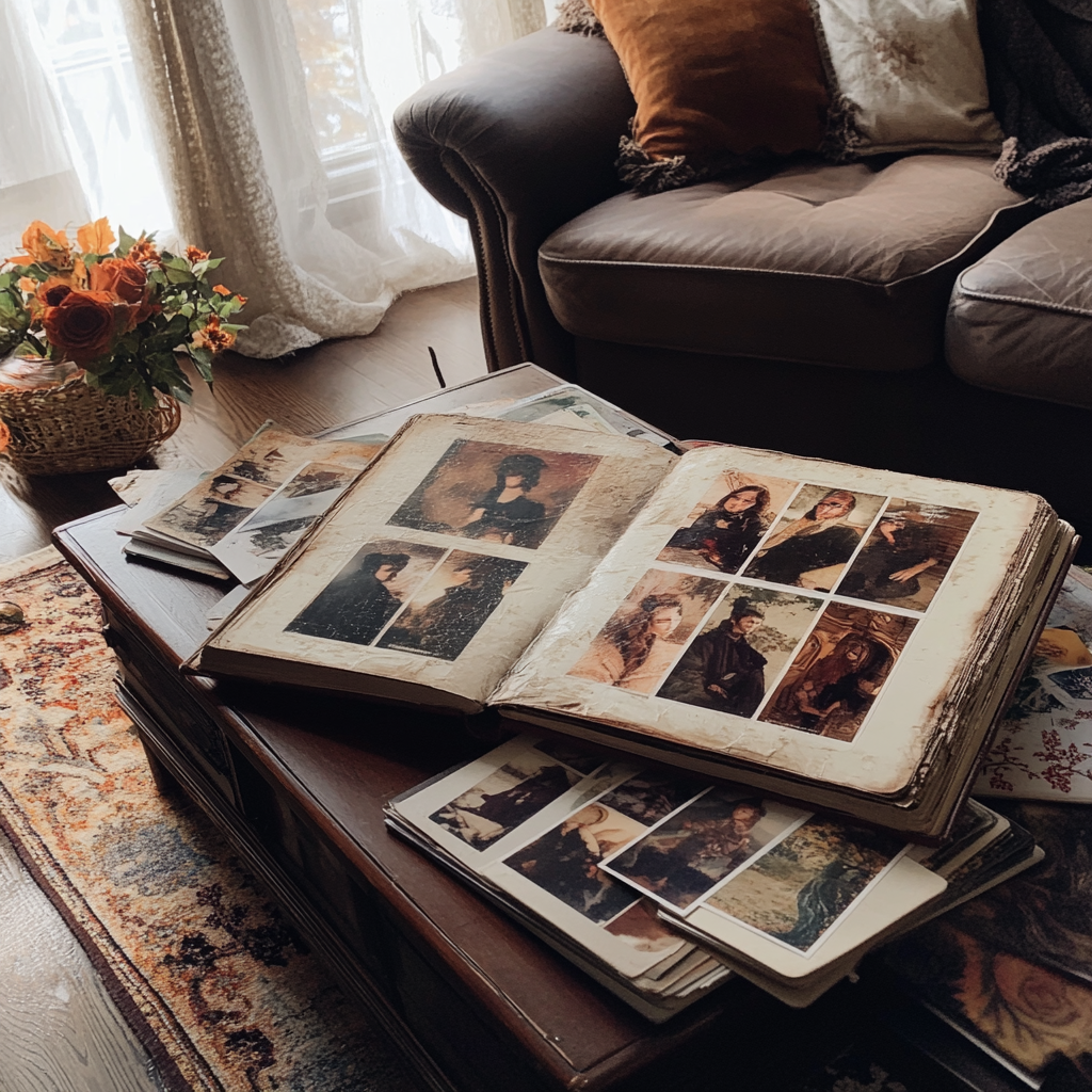 Une pile d'albums sur une table | Source : Midjourney