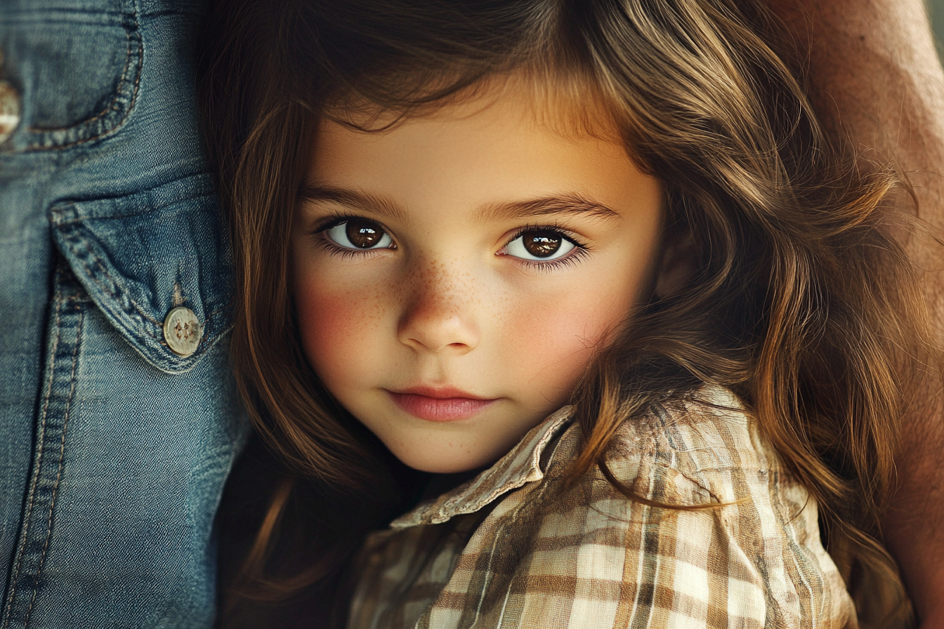 A young girl standing next to her father | Source: Midjourney