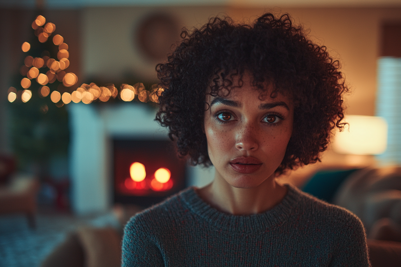 Une femme inquiète qui regarde devant elle | Source : Midjourney