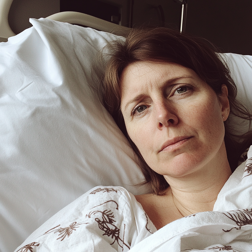 Une femme dans son lit d'hôpital | Source : Midjourney