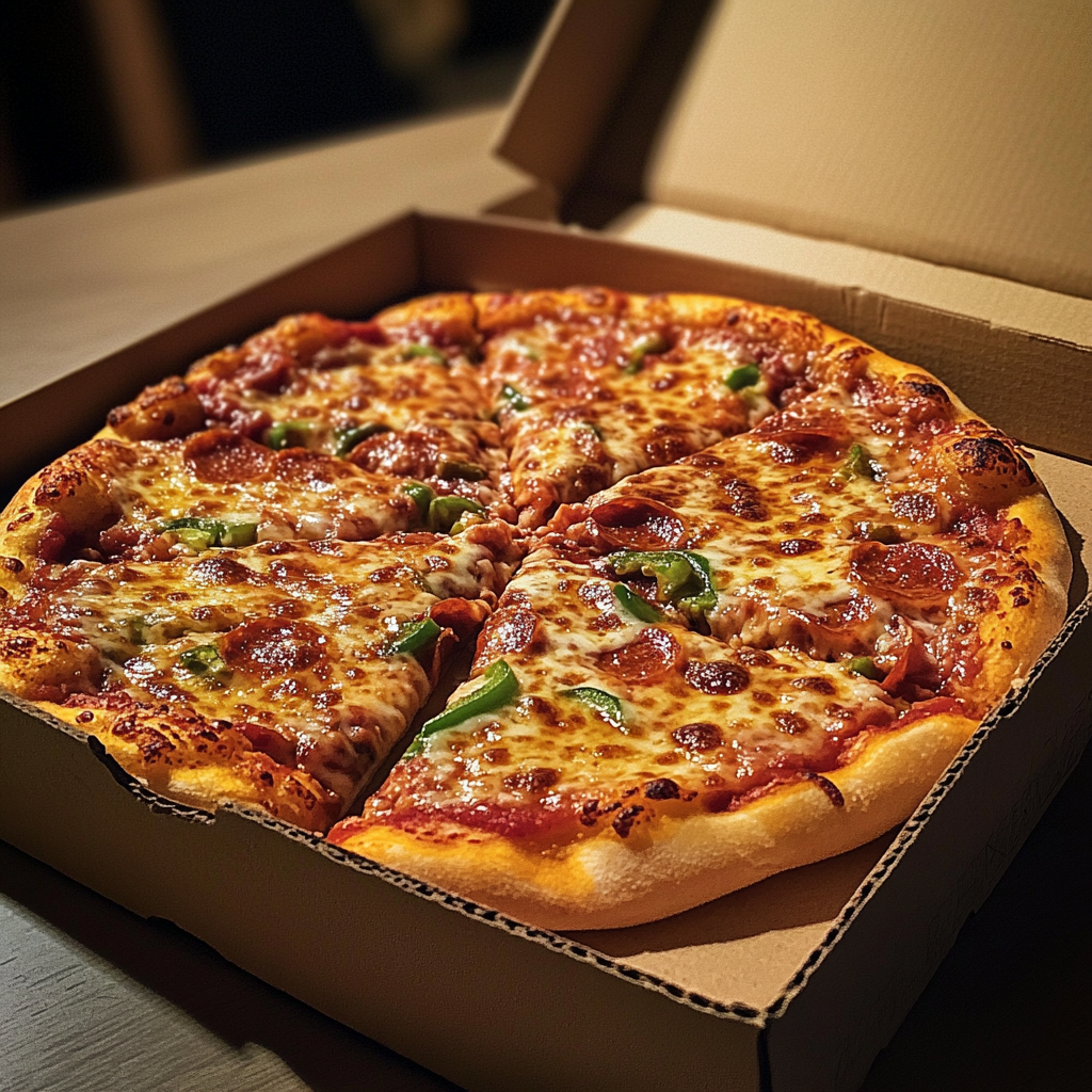 Une boîte de pizza sur une table à manger | Source : Midjourney