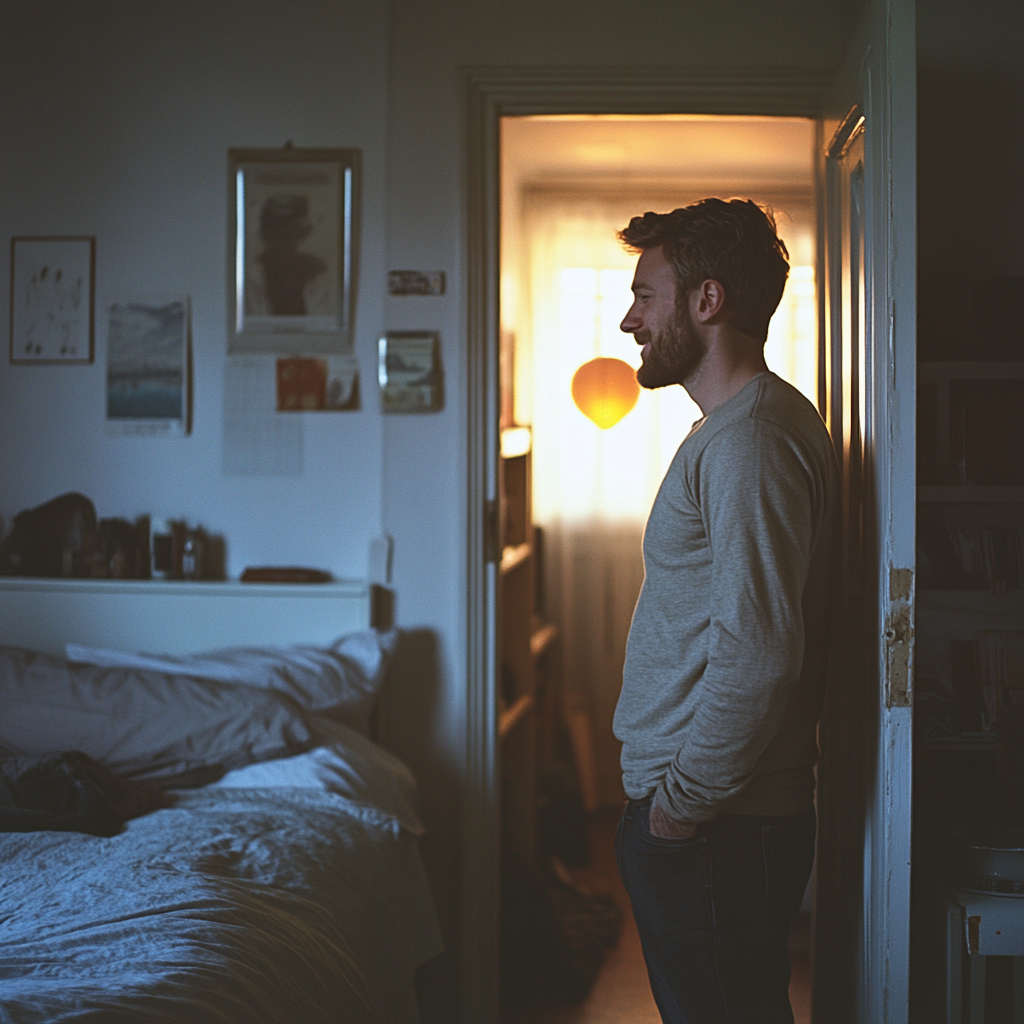 Un homme debout près d'une porte | Source : Midjourney