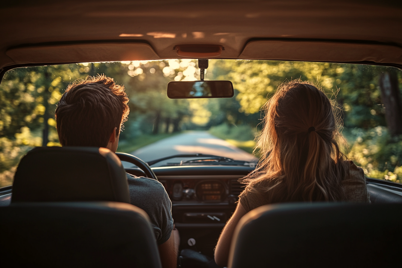 Un jeune couple dans une voiture | Source : Midjourney