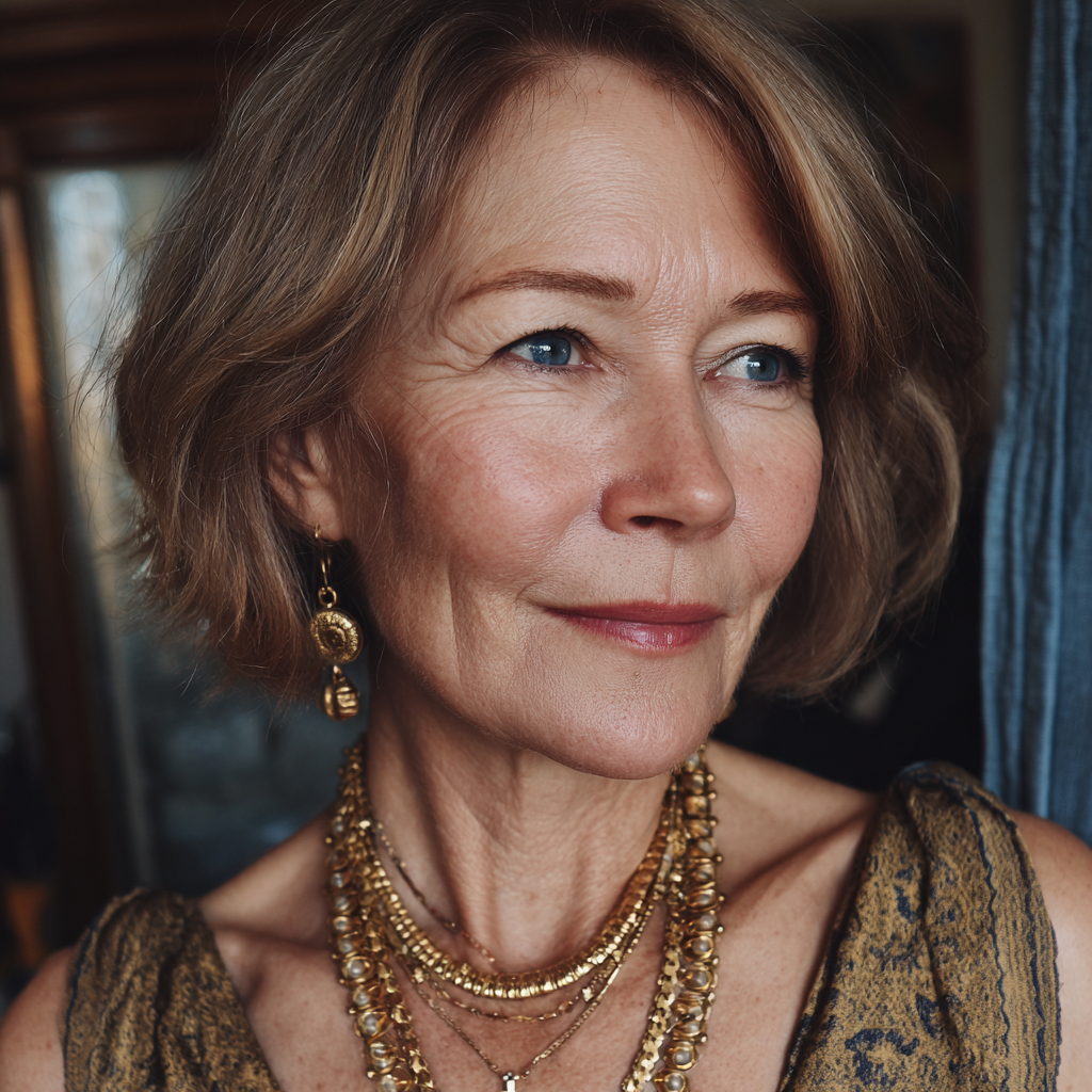 Une femme âgée et suffisante portant des bijoux en or | Source : Midjourney