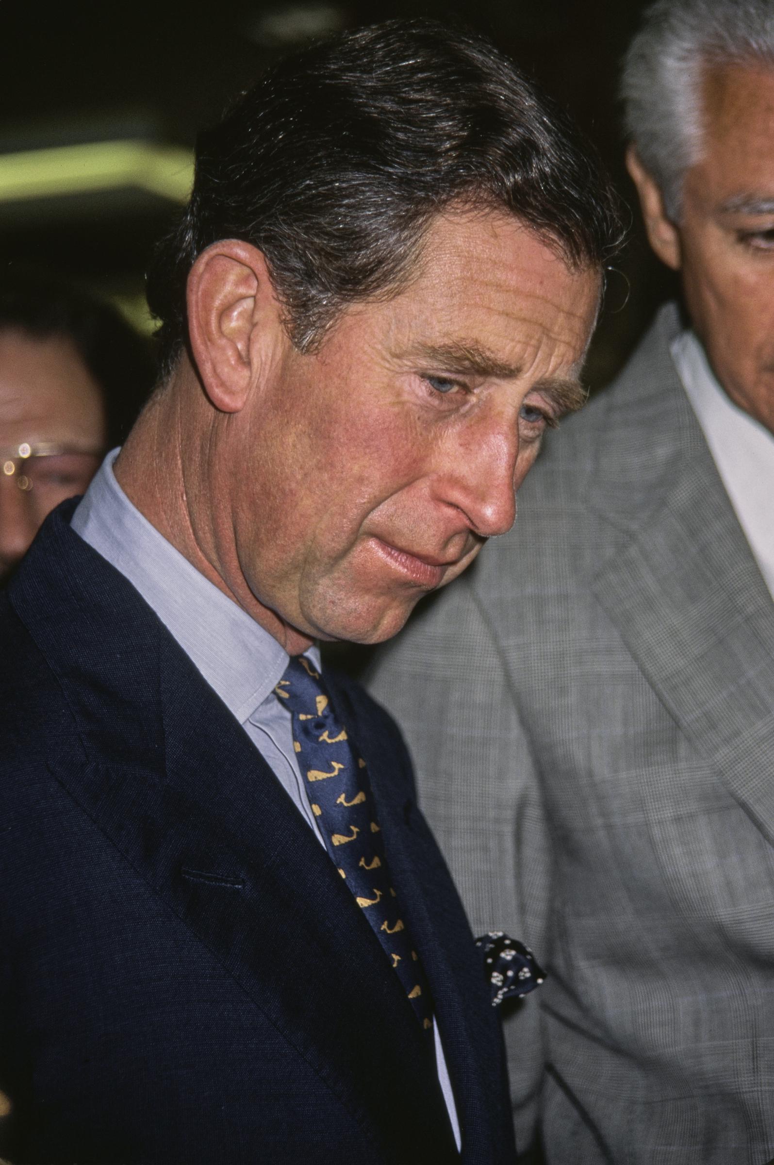 Le roi Charles III visite le centre de formation professionnelle et d'alphabétisation pour adultes Puente sur South Boyle Avenue, Los Angeles, Californie, le 2 novembre 1994 | Source : Getty Images