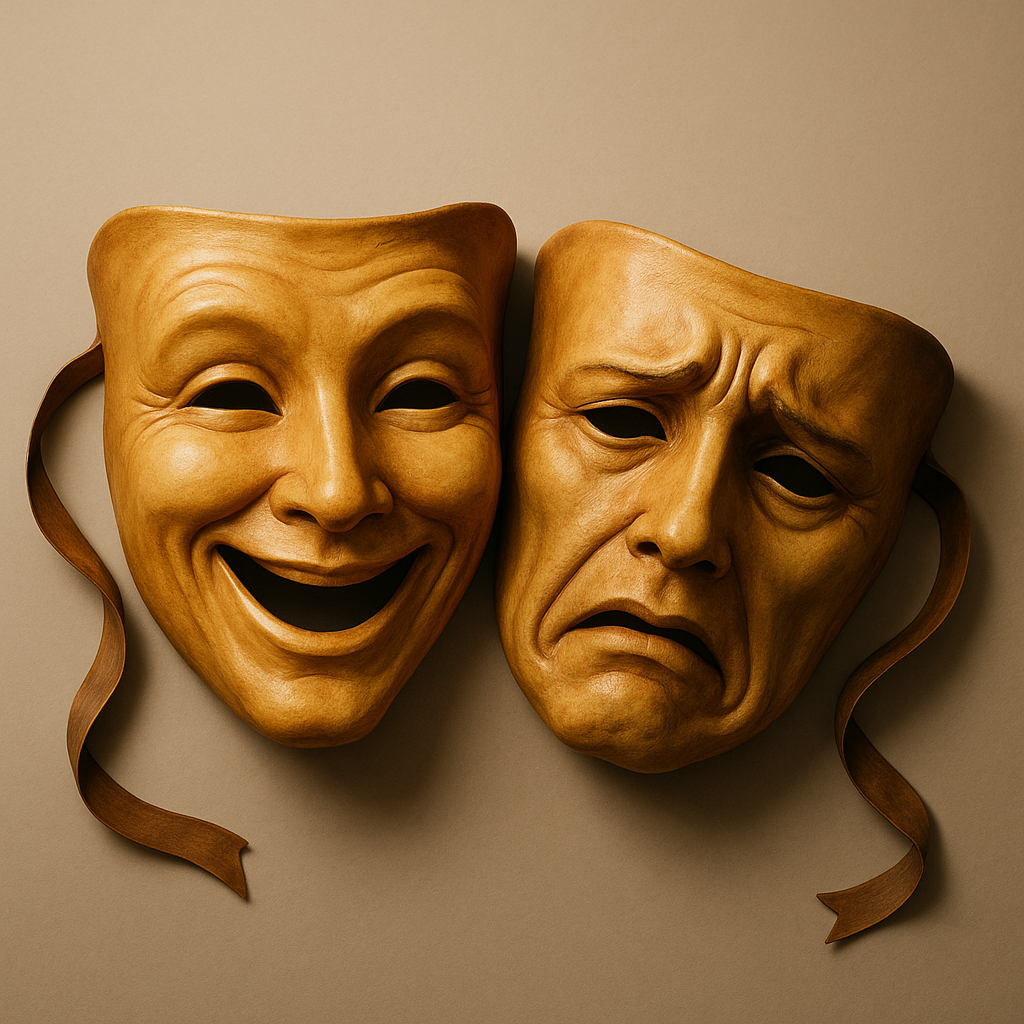 Masques de comédie et de tragédie | Source : DALL-E