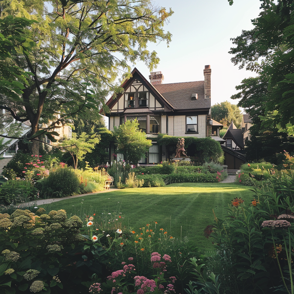 Une belle maison avec un grand jardin | Source : Midjourney