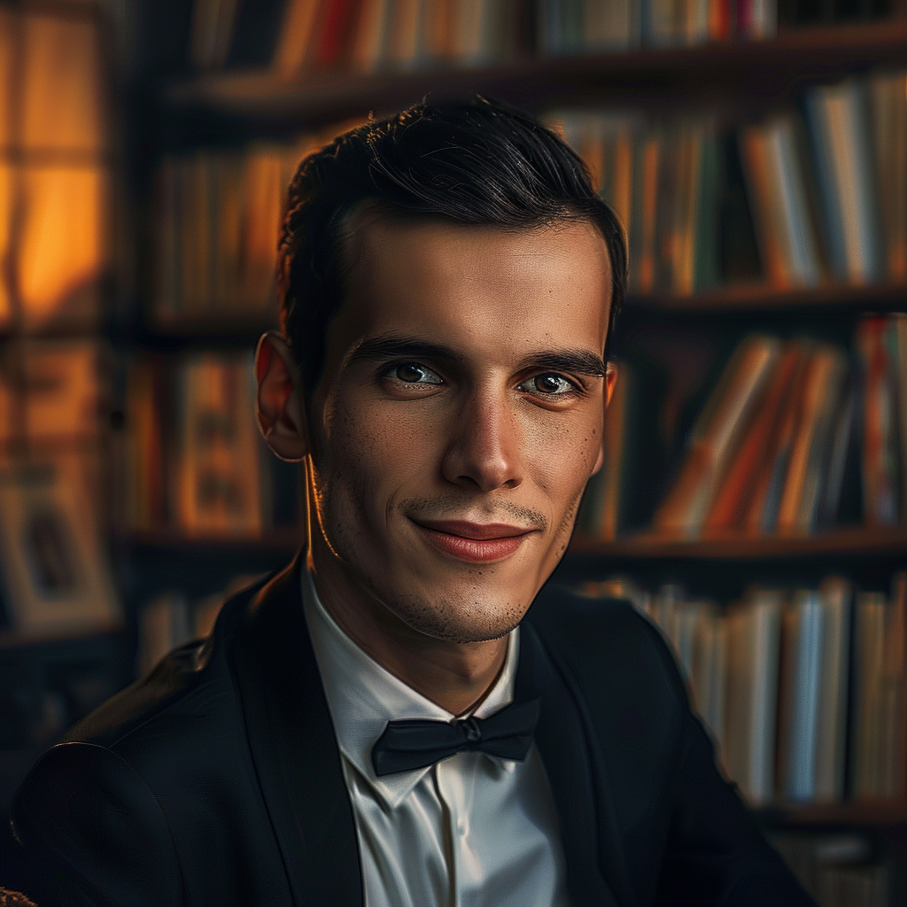 Un homme dans une librairie | Source : Midjourney