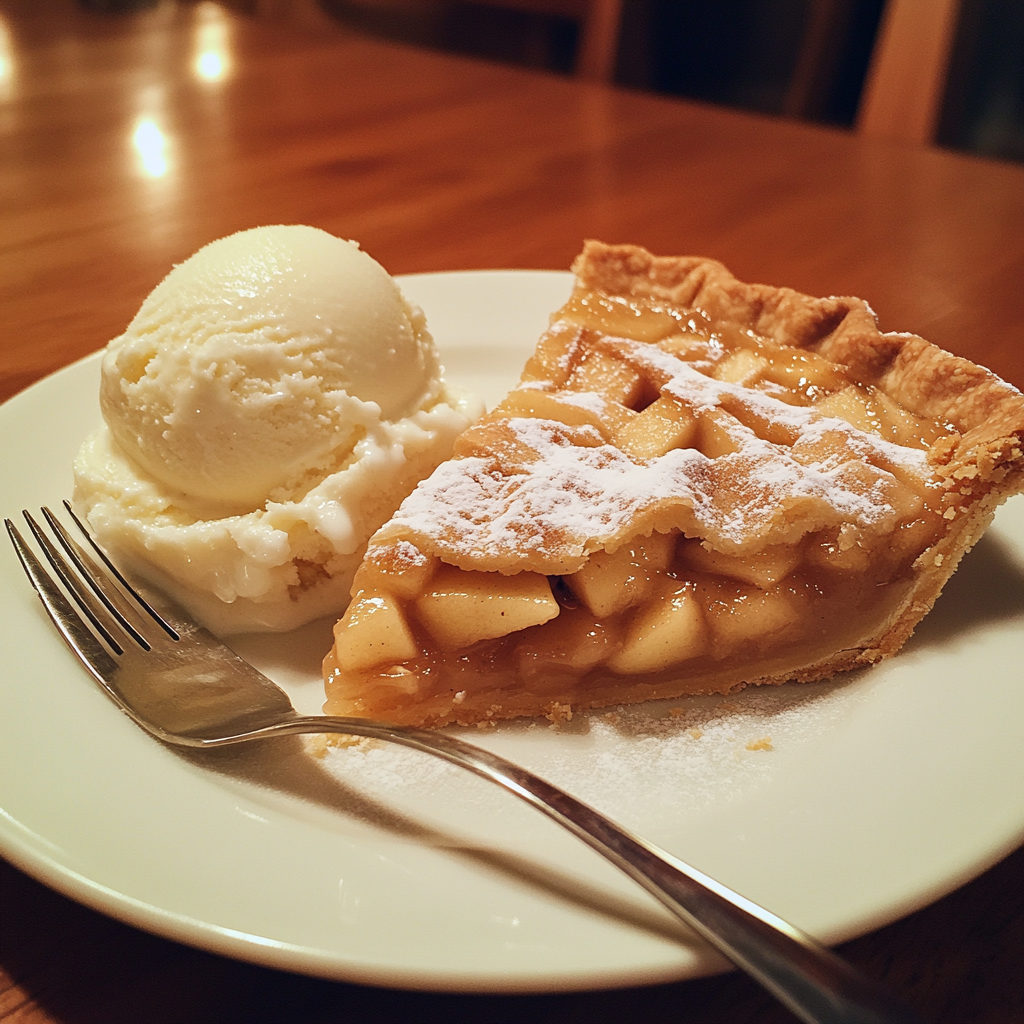 Tarte aux pommes et crème glacée | Source : Midjourney