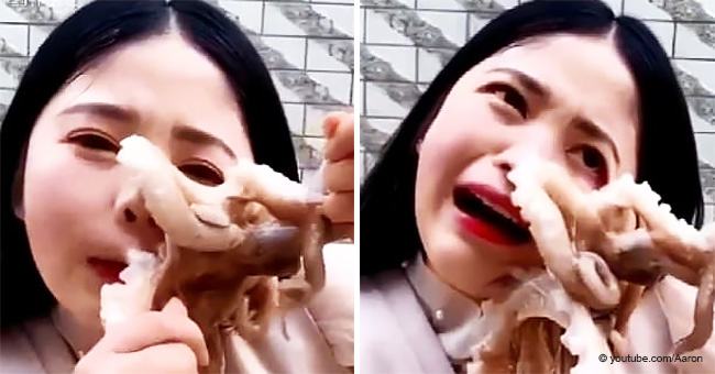 Cette femme a voulu impressionner en mangeant une pieuvre vivante, son visage a été sucé