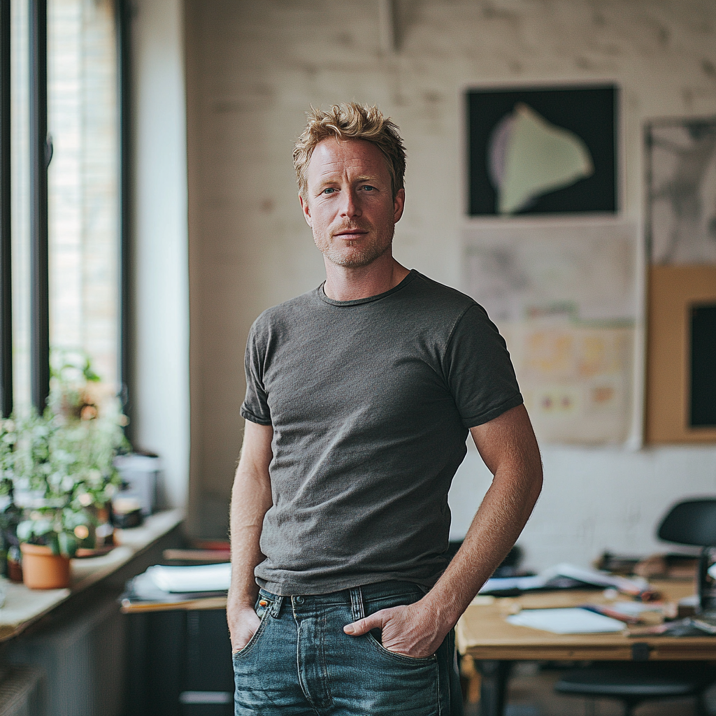 Un homme debout dans un bureau | Source : Midjourney