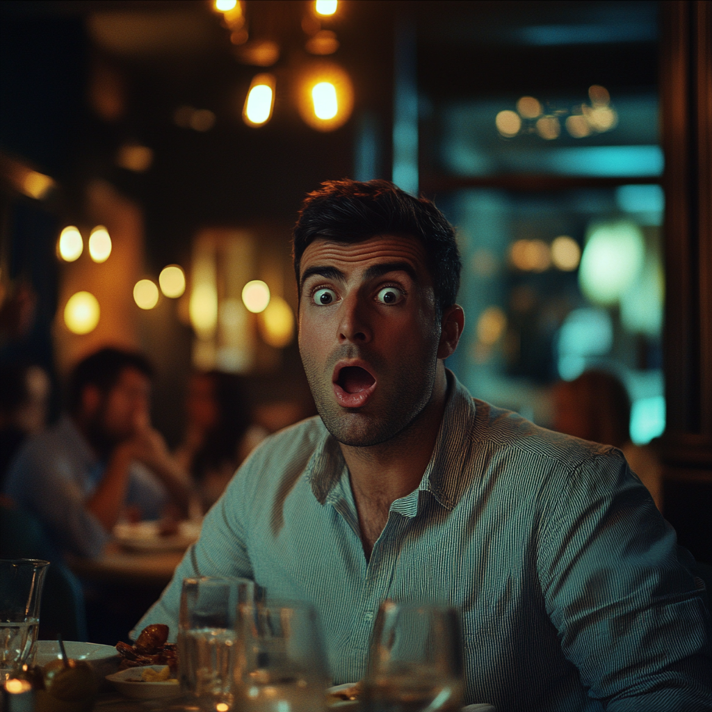 Un homme choqué dans un restaurant | Source : Midjourney