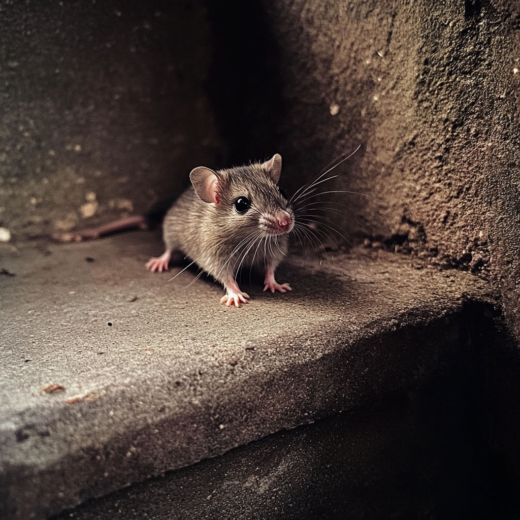 Une souris sur une marche en béton | Source : Midjourney