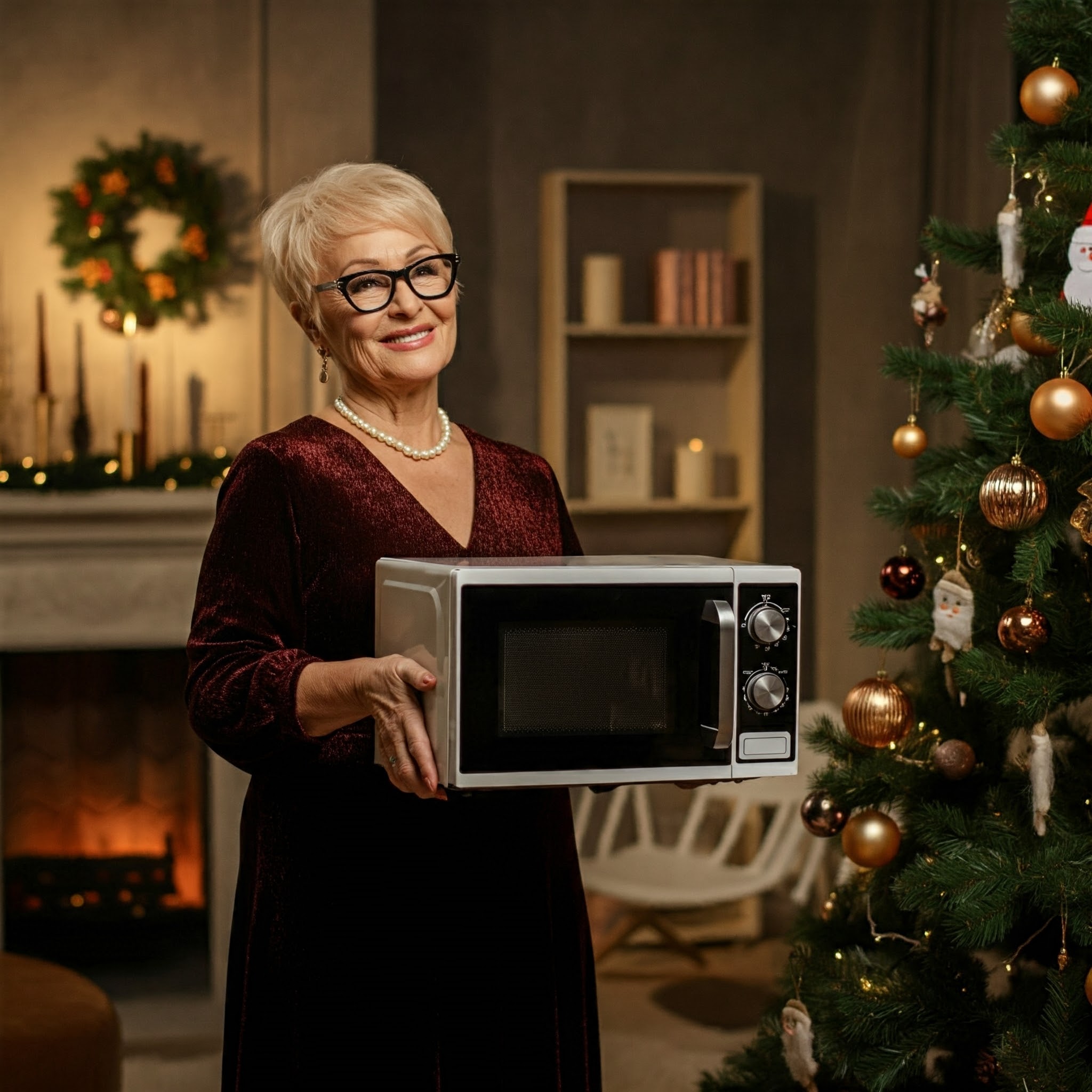 Une femme âgée tenant un micro-ondes | Source : Gemini