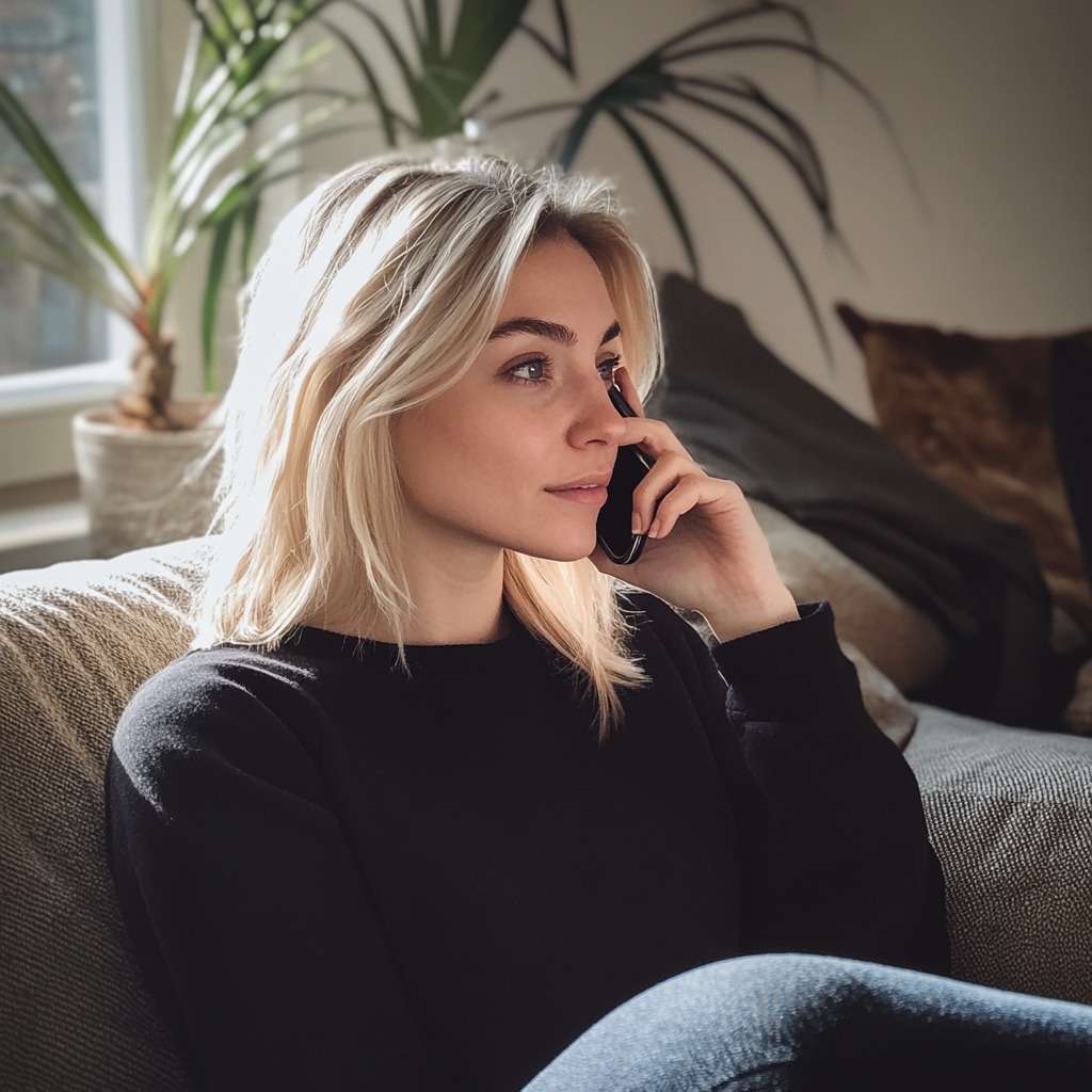Une femme qui parle au téléphone | Source : Midjourney