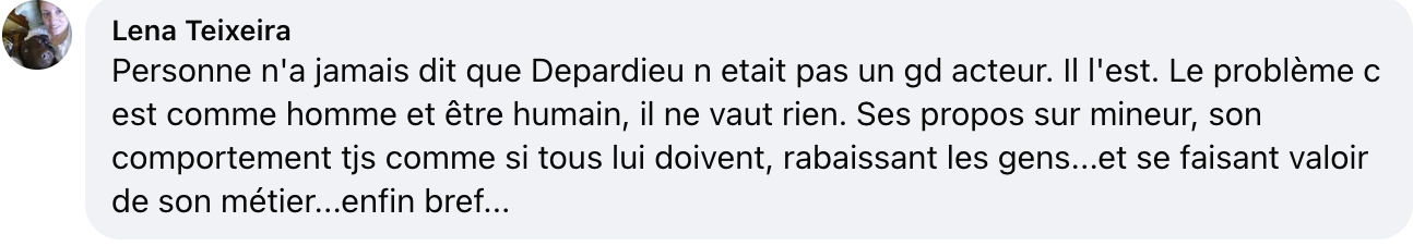 Commentaire d'une internaute sur les propos de Pierre Niney | Source : Facebook/Gala