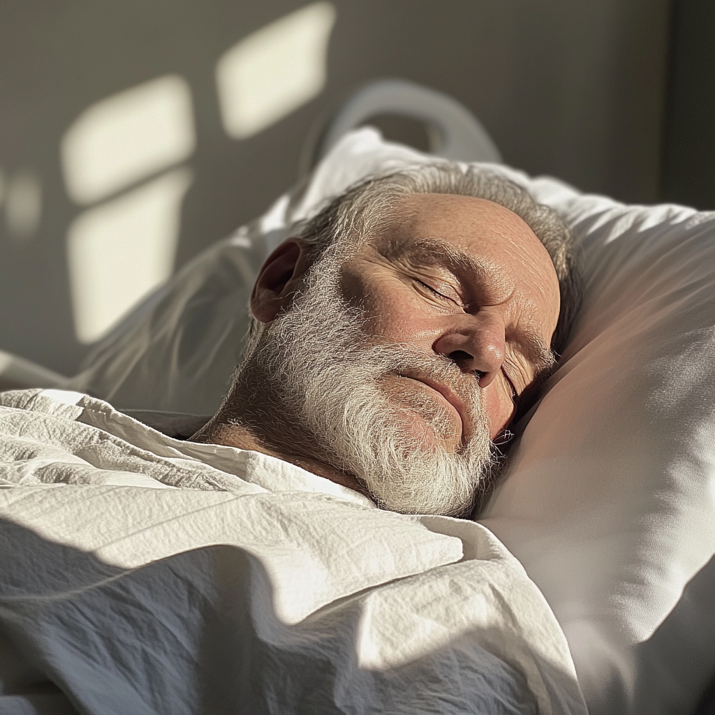 Un homme dormant dans un lit d'hôpital | Source : Midjourney
