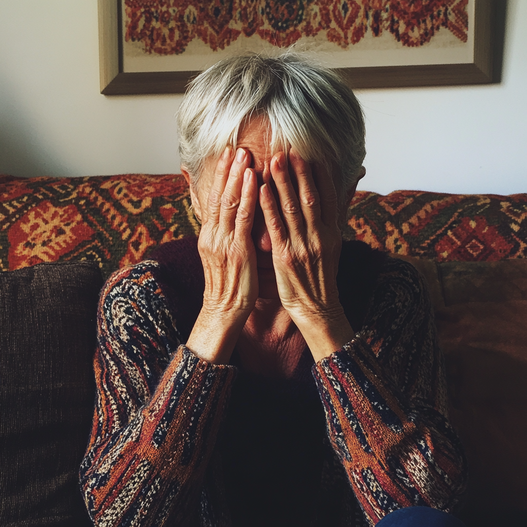 Une femme qui se tient la tête | Source : Midjourney