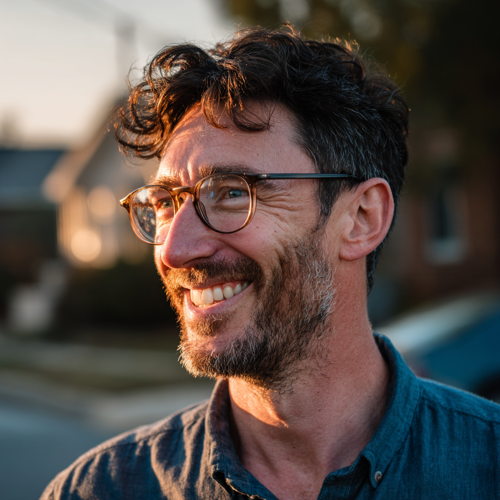 Gros plan sur un homme souriant | Source : Midjourney