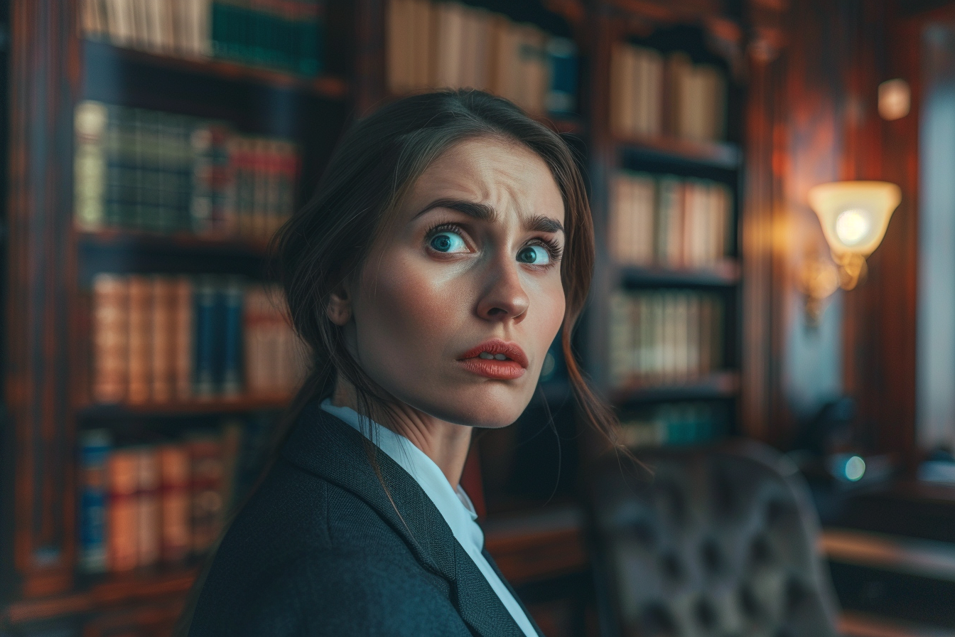 Une femme choquée dans un bureau | Source : Midjourney