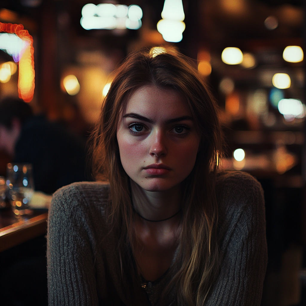 Une femme qui fronce les sourcils dans un restaurant | Source : Midjourney