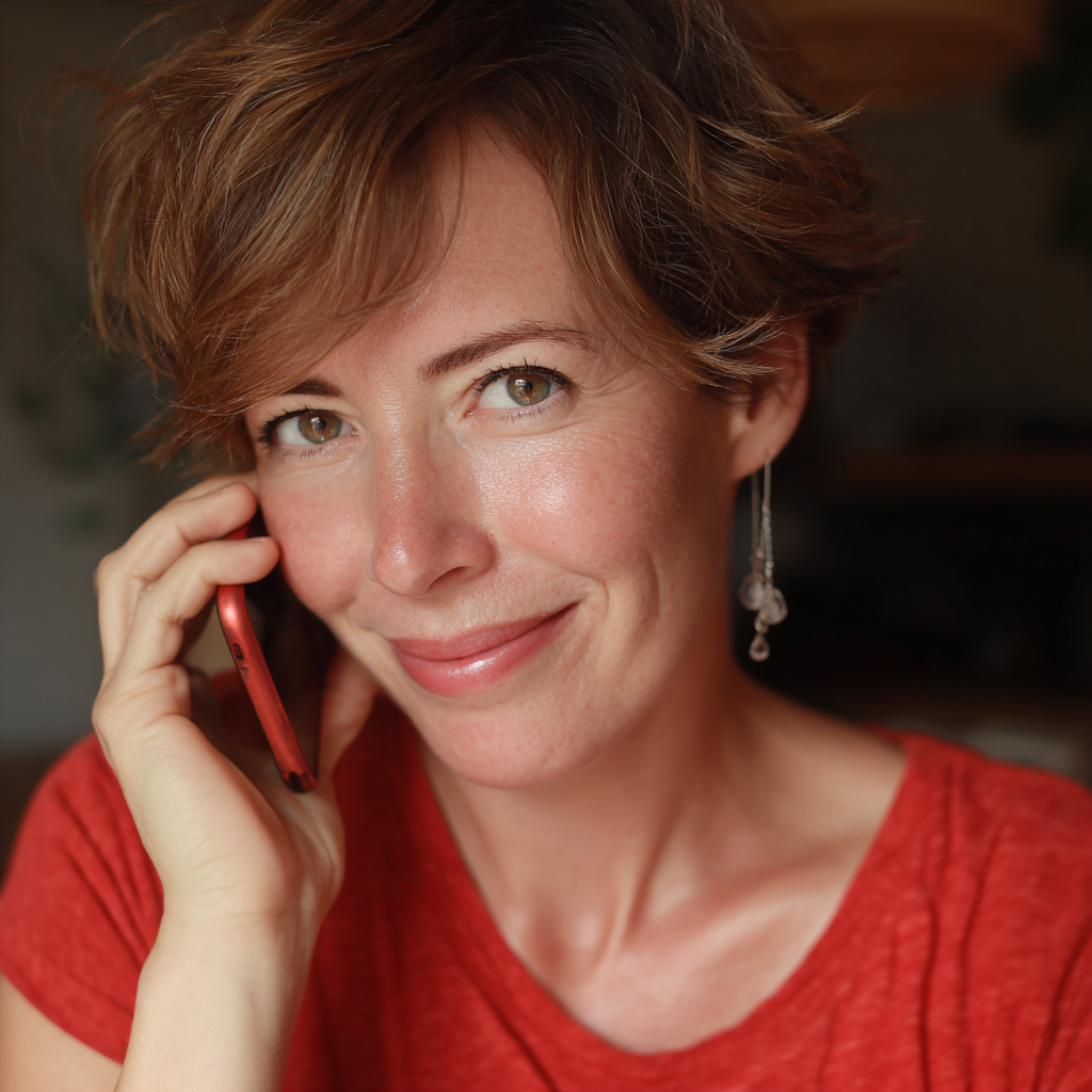 Une femme qui parle au téléphone | Source : Midjourney