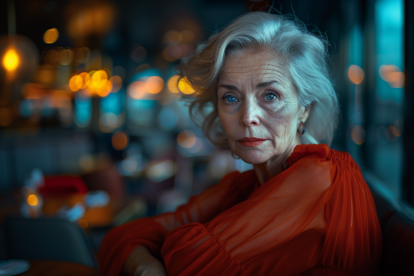 An elderly woman in a restaurant | Source: Midjourney