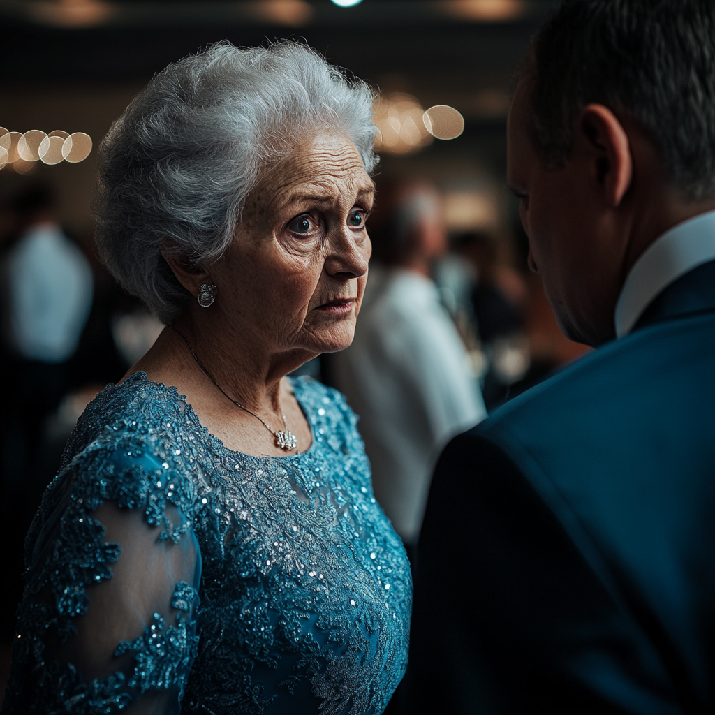 Une femme âgée qui parle à son fils | Source : Midjourney