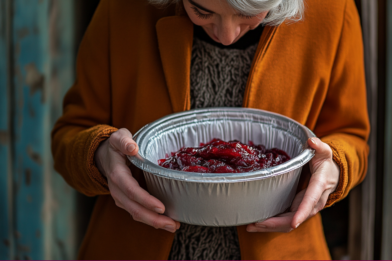 Une femme transportant de la sauce aux canneberges | Source : Midjourney