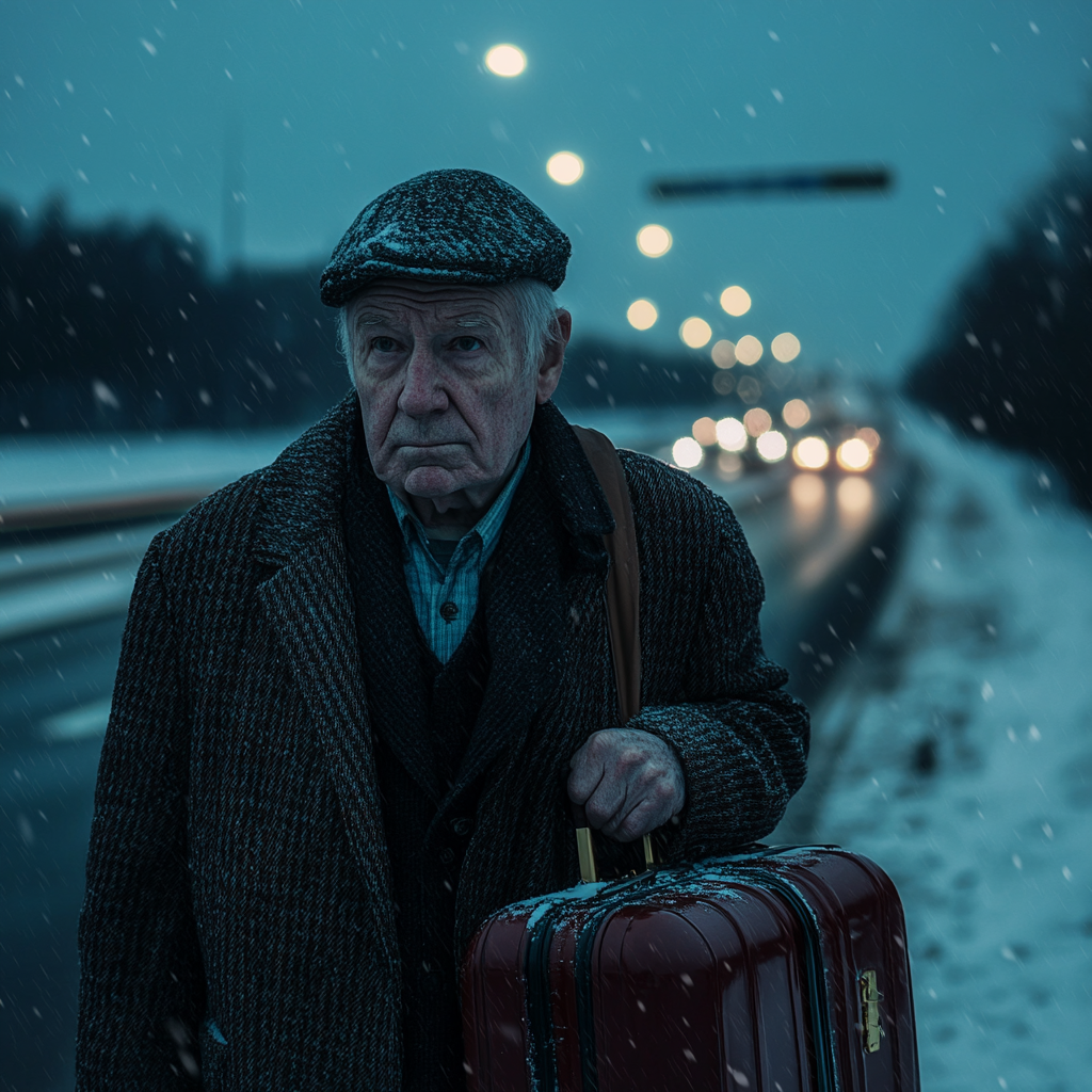 Un homme âgé avec une valise | Source : Midjourney