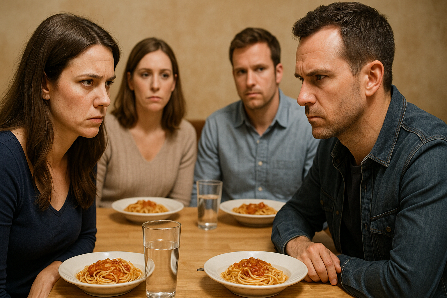 Deux femmes et deux hommes lors d'un dîner | Source : Sora