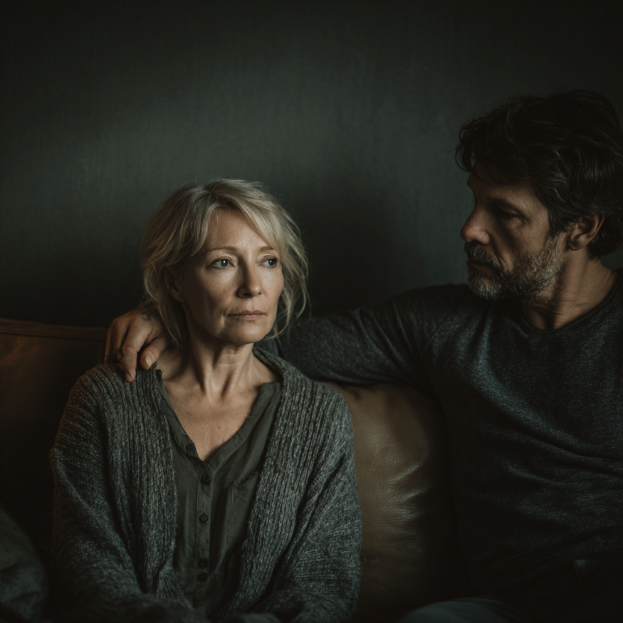 Un homme qui réconforte une femme | Source : Midjourney