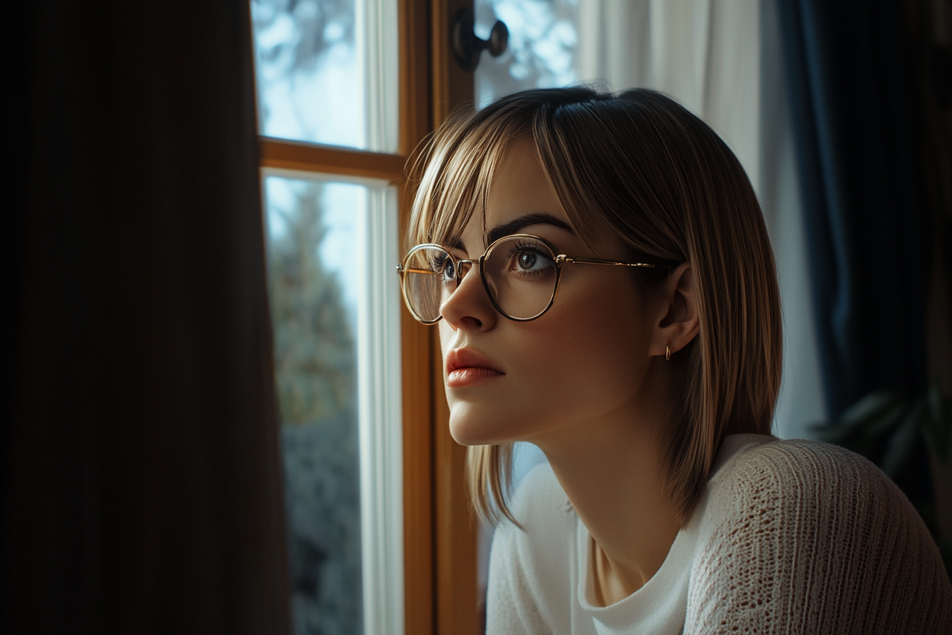 Une femme qui regarde par la fenêtre | Source : Midjourney