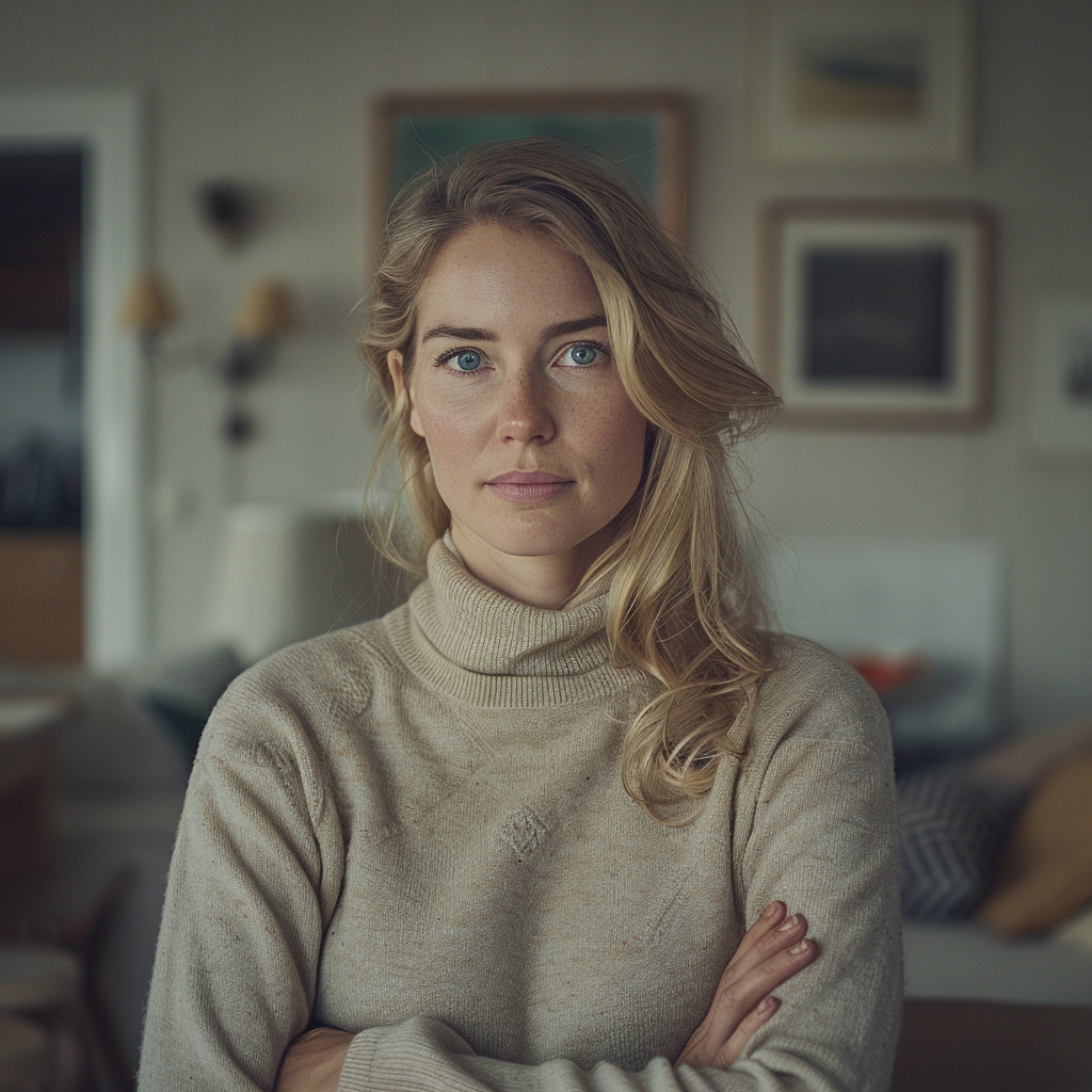 Une femme déterminée debout, les bras croisés | Source : Midjourney