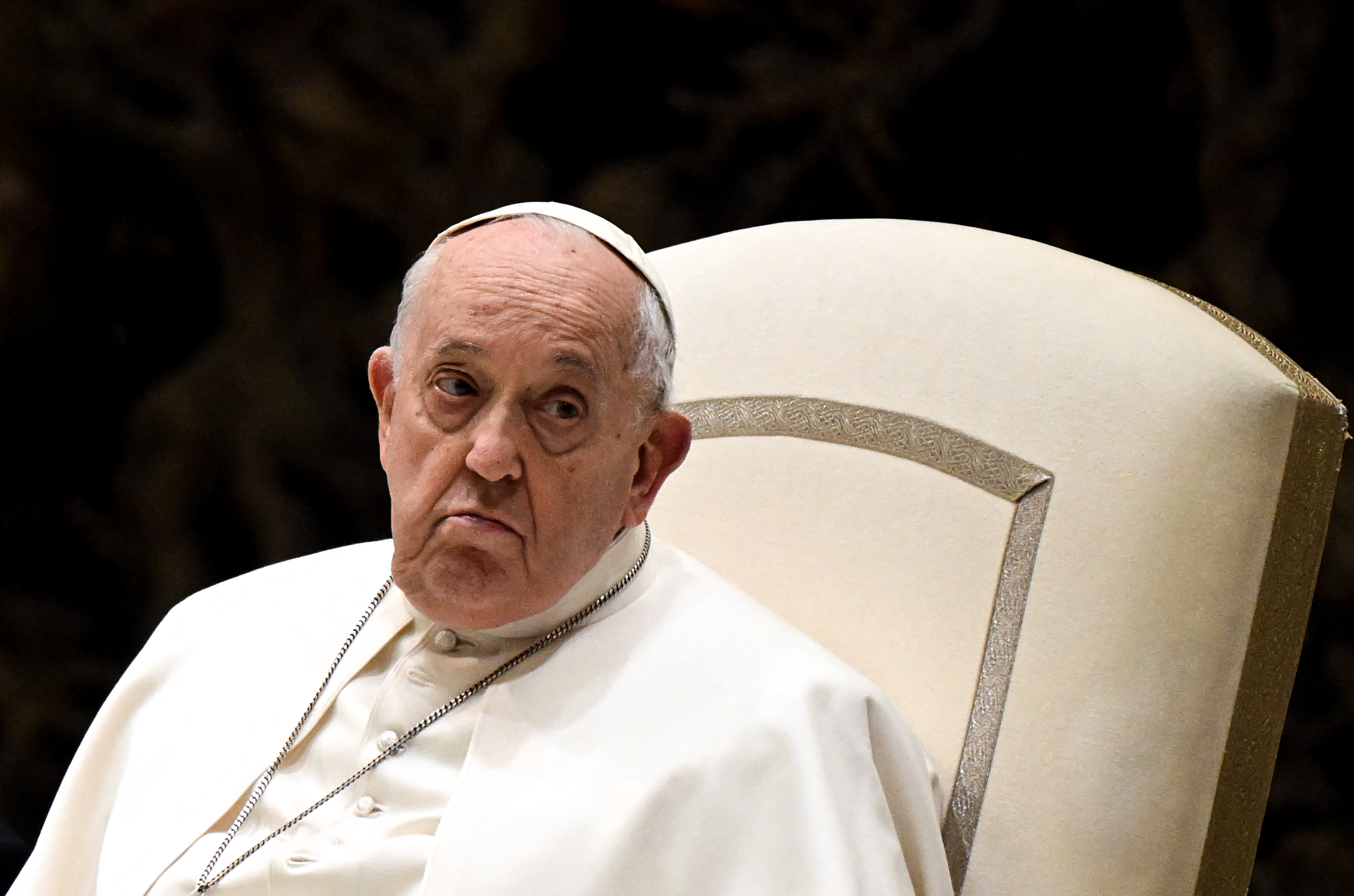 Le pape François lors de l'audience générale hebdomadaire, le 28 février 2024, à la salle Paul-VI dans la Cité du Vatican. | Source : Getty Images