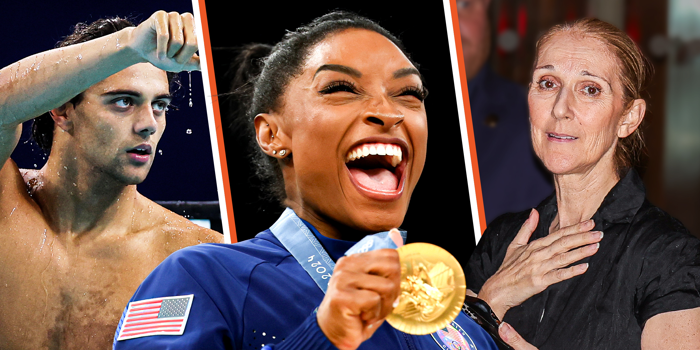 Thomas Ceccon | Simone Biles | Céline Dion | Source : Getty Images