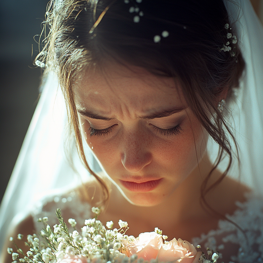 Sarah a l'air triste le jour de son mariage | Source : Midjourney